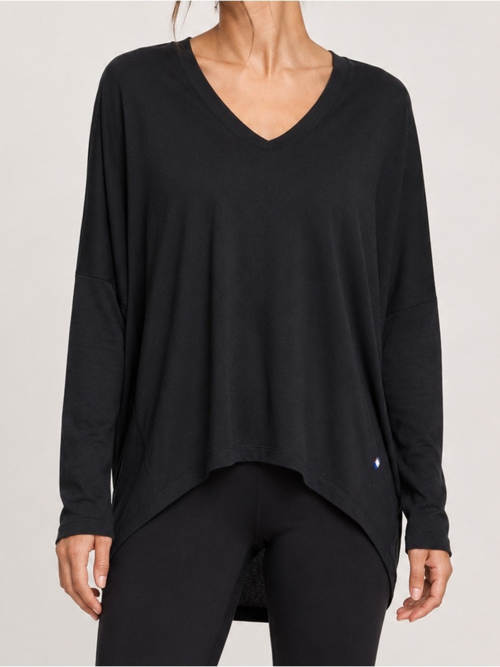 Kit and Ace Black Oversized V-Neck Dolman Long Sleeve Top XS
